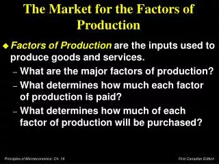 the market for the factors of production