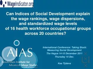 International Conference: Taking Stock: Measuring Social Development