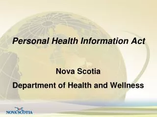 Personal Health Information Act Nova Scotia Department of Health and Wellness