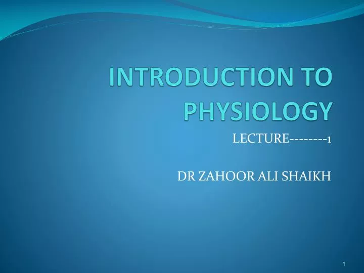 introduction to physiology