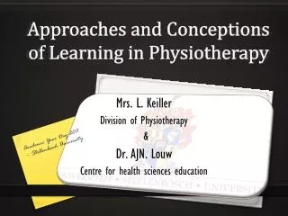 Approaches and Conceptions of Learning in Physiotherapy