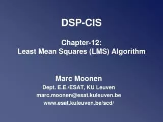 DSP-CIS Chapter-12: Least Mean Squares (LMS) Algorithm