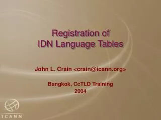 Registration of IDN Language Tables