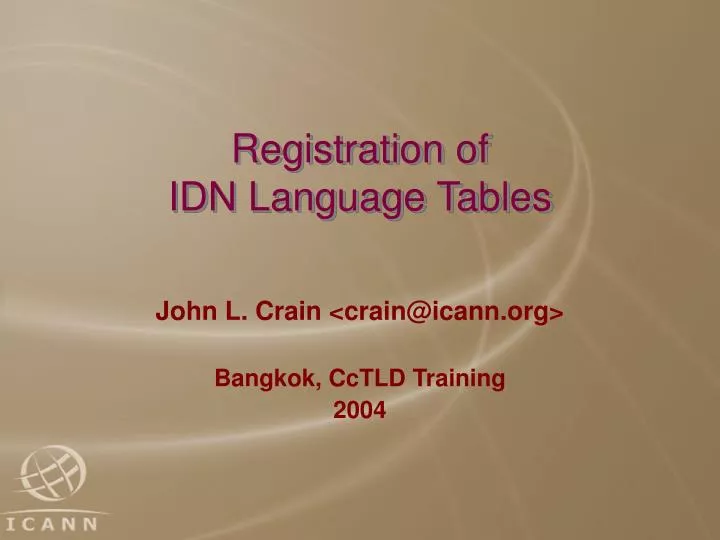 registration of idn language tables