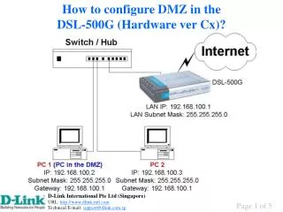 How to configure DMZ in the DSL-500G (Hardware ver Cx)?