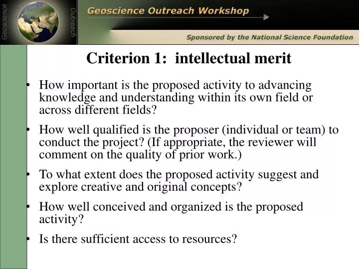 criterion 1 intellectual merit