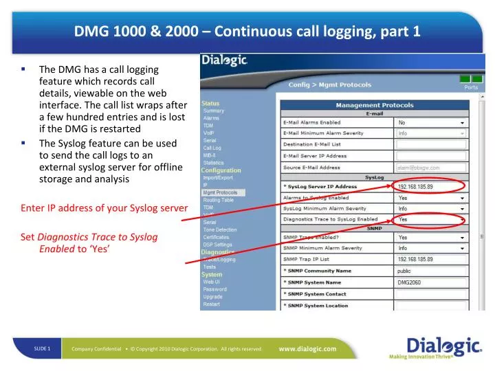 dmg 1000 2000 continuous call logging part 1