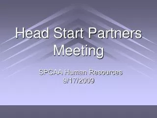 Head Start Partners Meeting