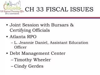 CH 33 FISCAL ISSUES