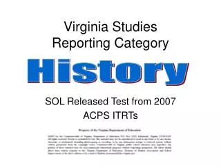 Virginia Studies Reporting Category
