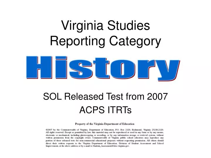 virginia studies reporting category