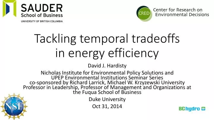 tackling temporal tradeoffs in energy efficiency