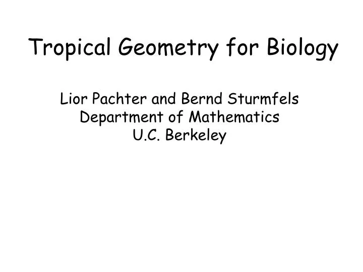 tropical geometry for biology