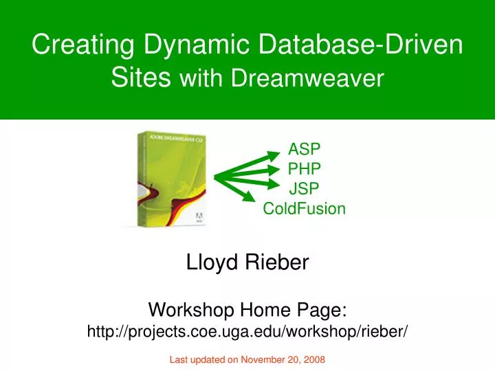 creating dynamic database driven sites with dreamweaver