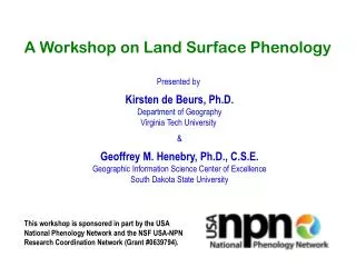A Workshop on Land Surface Phenology