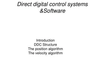 Direct digital control systems &amp;Software