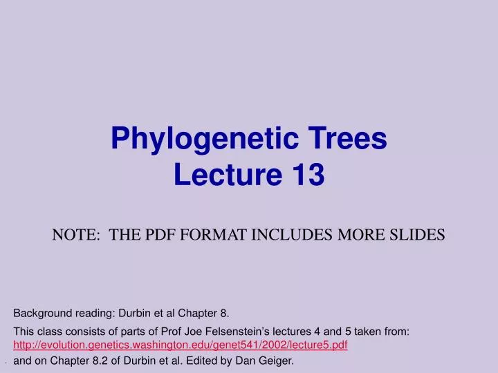 phylogenetic trees lecture 13