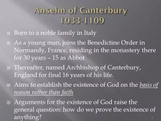 Anselm of Canterbury 1033-1109
