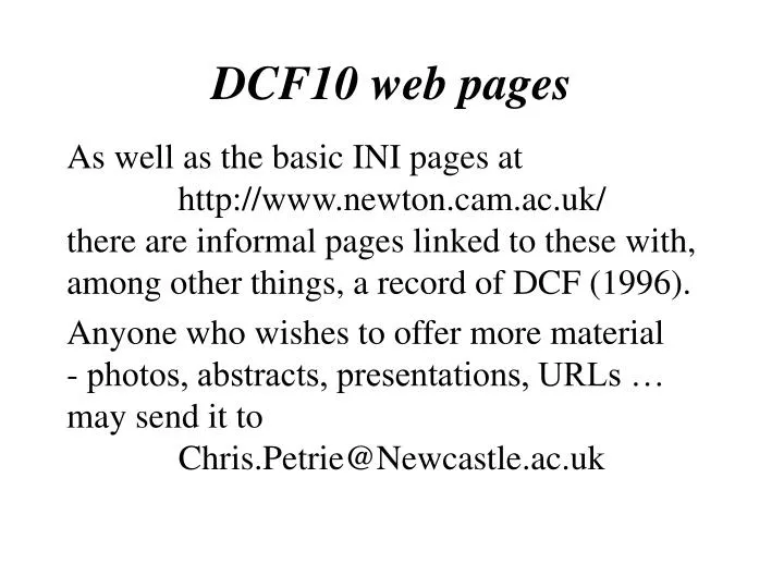 dcf10 web pages