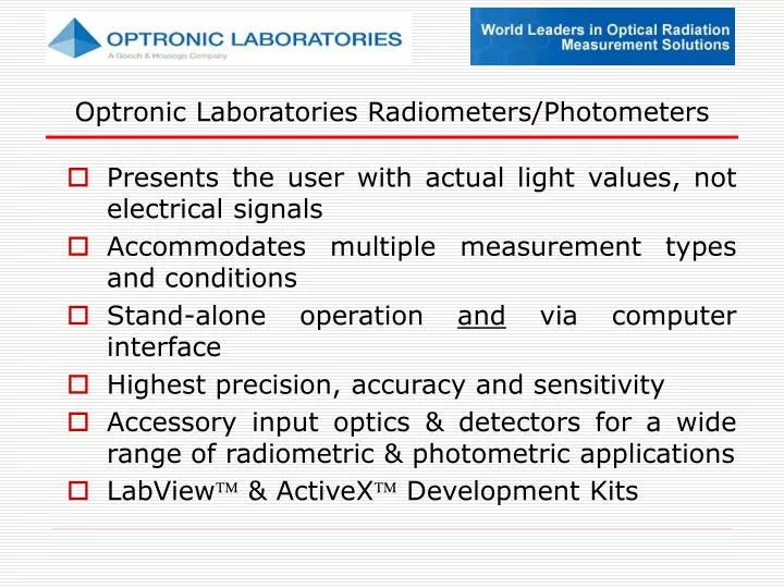 optronic laboratories radiometers photometers