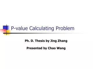 P-value Calculating Problem