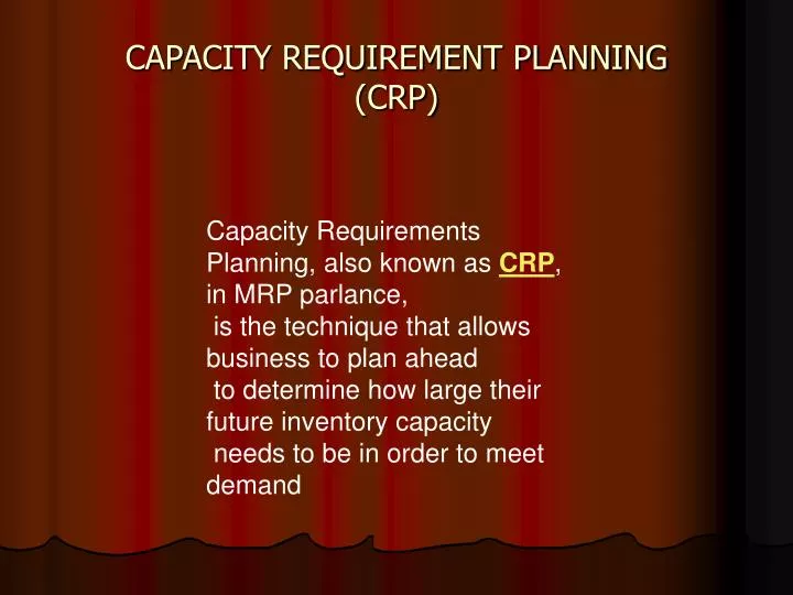 capacity requirement planning crp