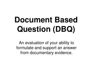 Document Based Question (DBQ)