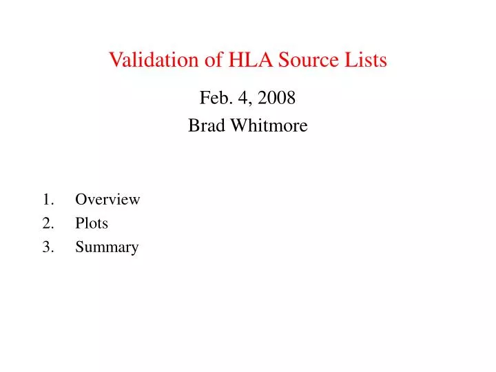 validation of hla source lists