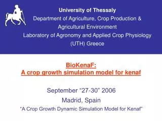 BioKenaF: A crop growth simulation model for kenaf