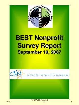 BEST Nonprofit Survey Report September 18, 2007