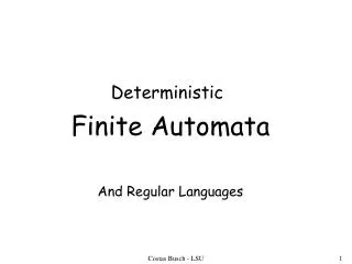Deterministic Finite Automata And Regular Languages