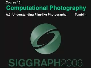 Course 15: Computational Photography