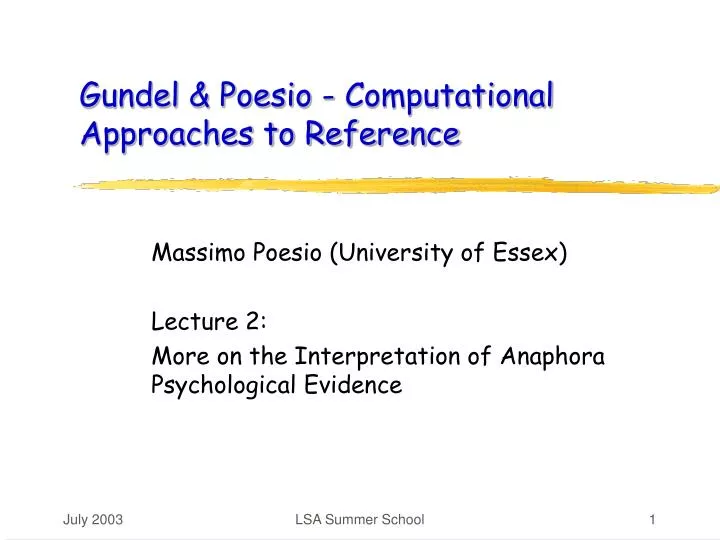 gundel poesio computational approaches to reference