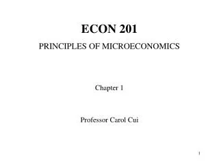 ECON 201 PRINCIPLES OF MICROECONOMICS