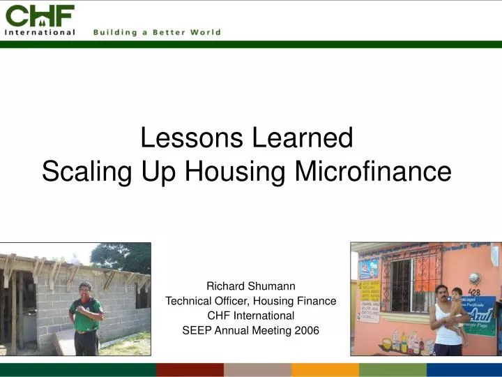 lessons learned scaling up housing microfinance