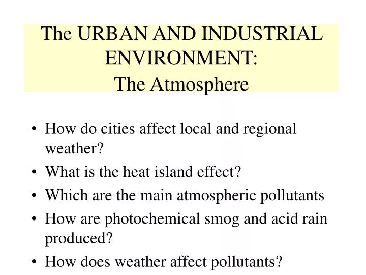 the urban and industrial environment the atmosphere