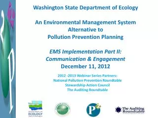 Washington State Department of Ecology An Environmental Management System Alternative to