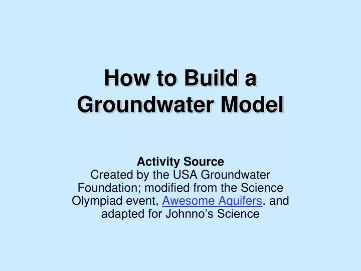 how to build a groundwater model