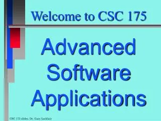 Welcome to CSC 175