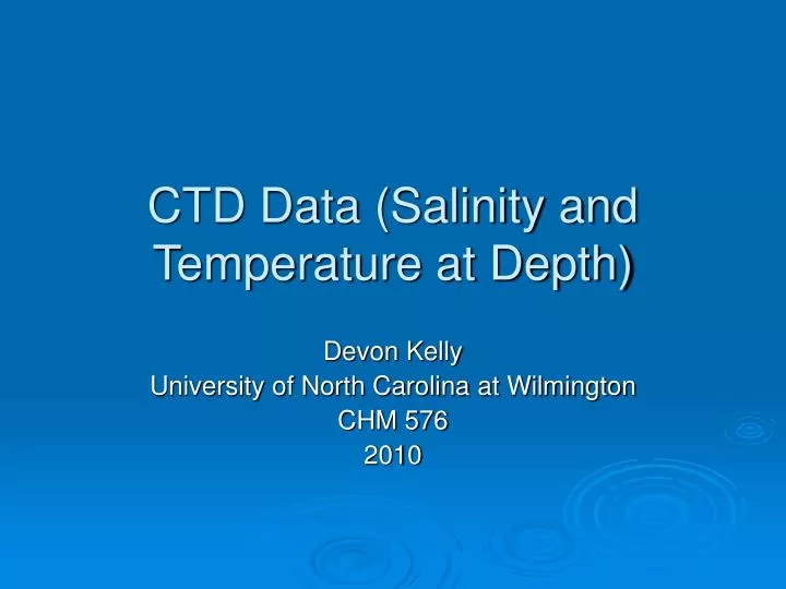 ctd data salinity and temperature at depth