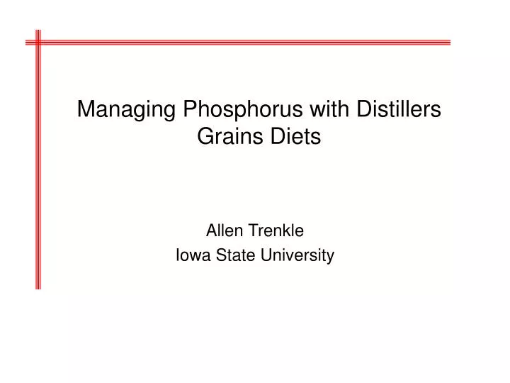 managing phosphorus with distillers grains diets