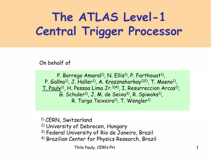 the atlas level 1 central trigger processor