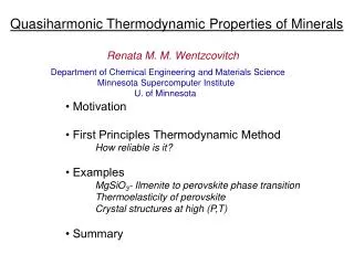 Quasiharmonic Thermodynamic Properties of Minerals