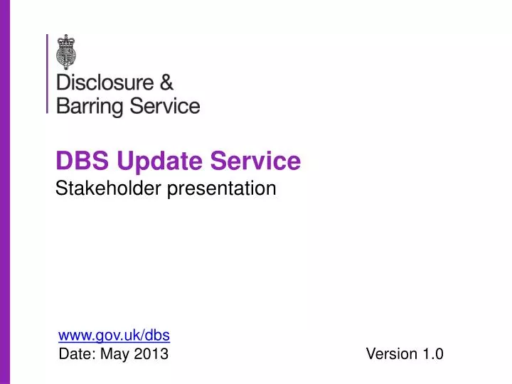 dbs update service stakeholder presentation