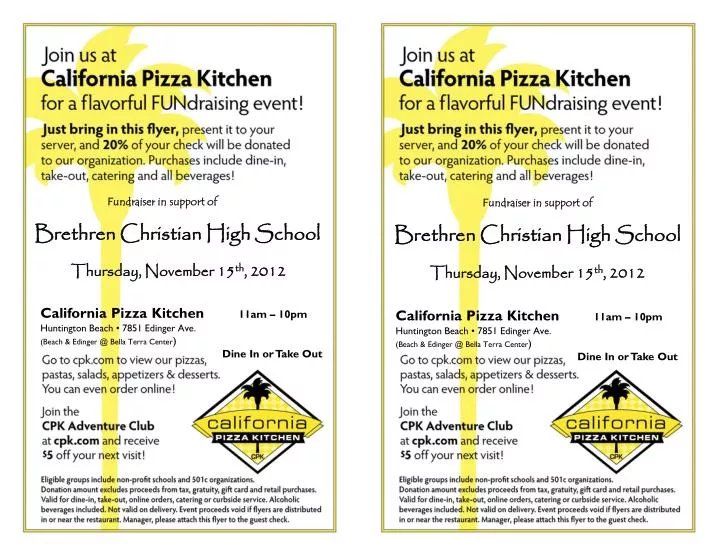 fundraiser in support of brethren christian high school thursday november 15 th 2012