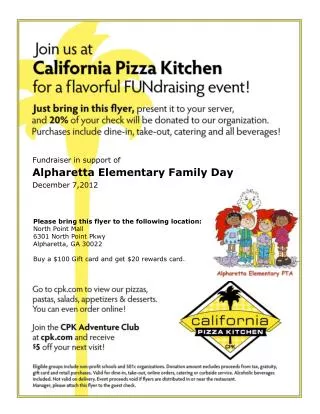 Fundraiser in support of Alpharetta Elementary Family Day December 7,2012