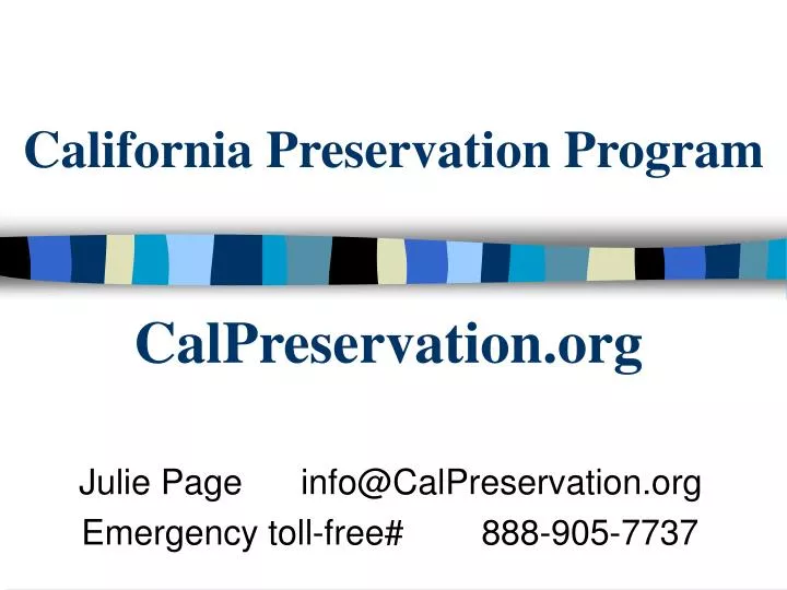 california preservation program
