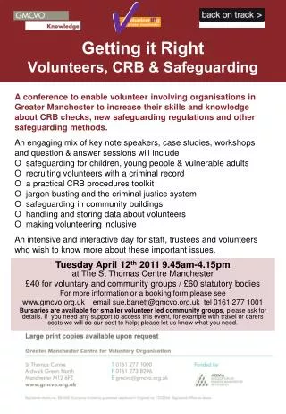 Getting it Right Volunteers, CRB &amp; Safeguarding