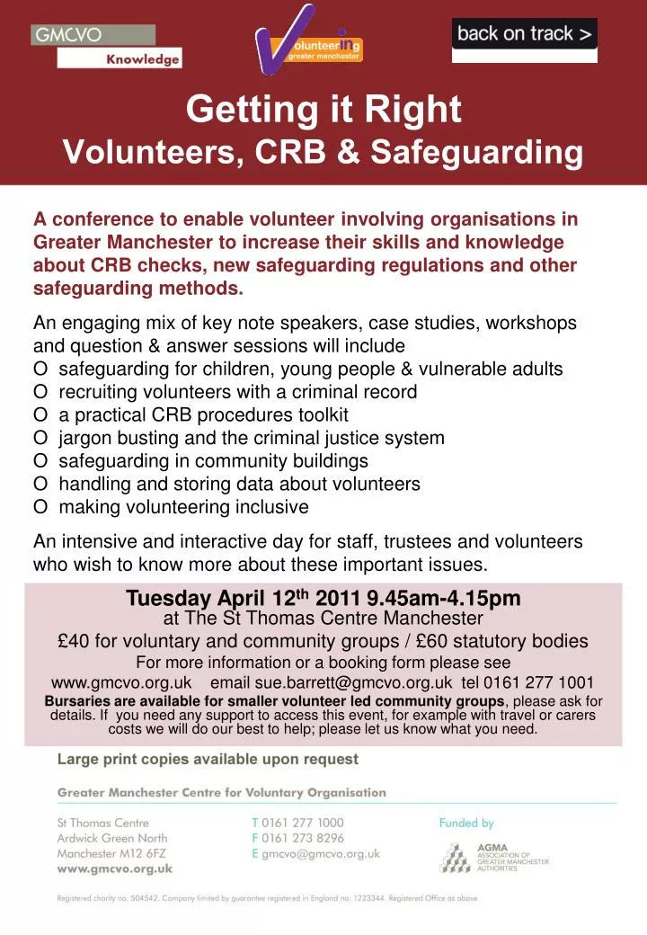getting it right volunteers crb safeguarding