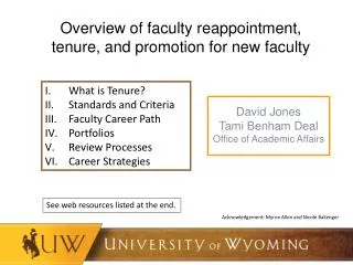 Overview of faculty reappointment, tenure, and promotion for new faculty
